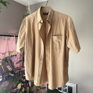 Puritan‎ Wrinkle Resistant Button Up Short Sleeve Shirt Casual Tan L